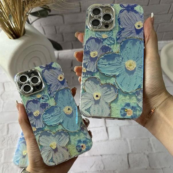Maska za iPhone 16 Painting Flower plava - 614592