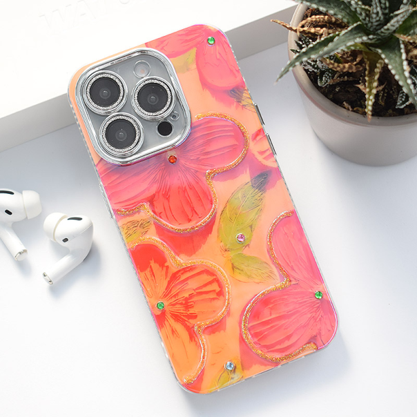 Maska za iPhone 16 Pro Painting Flower crvena - 614593