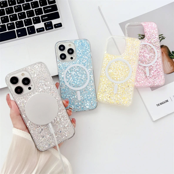Maska za iPhone 14 Pro Shine Shimmer Mag Case plava - 610846