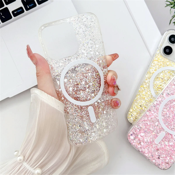 Maska za iPhone 14 Shine Shimmer Mag Case roze - 610843