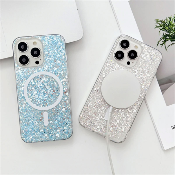 Maska za iPhone 15 Shine Shimmer Mag Case žuta - 610856