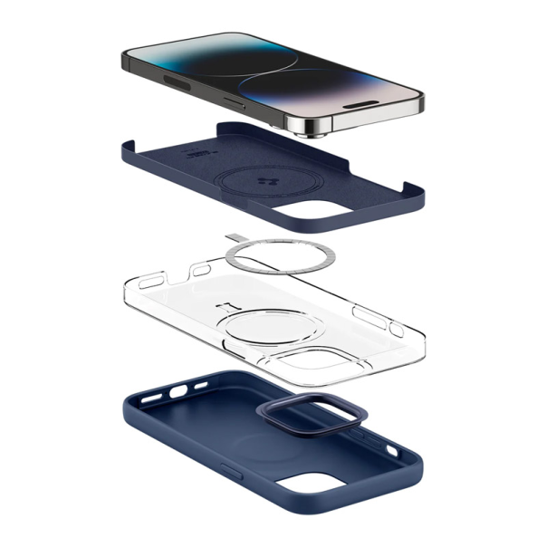 Maska za iPhone 14 Pro Spigen silicone Fit MagSafe tamno plava - ACS04992