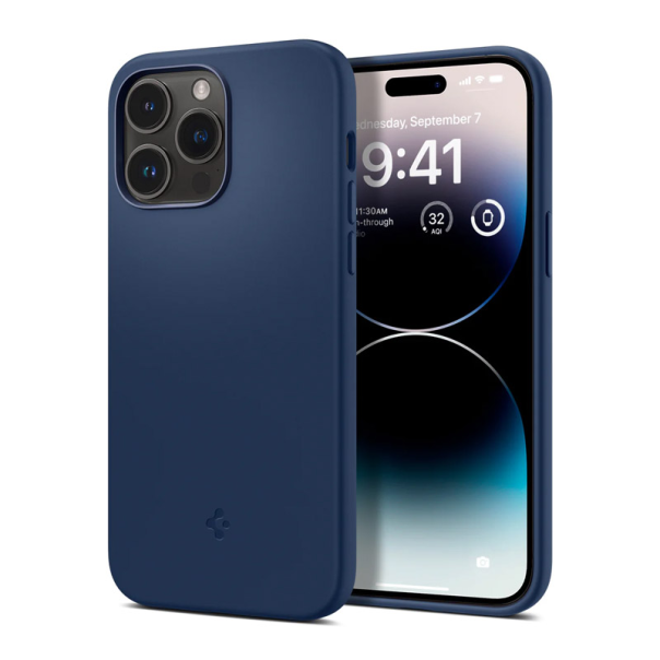 Maska za iPhone 14 Pro Spigen silicone Fit MagSafe tamno plava - ACS04992