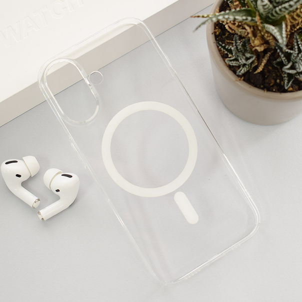 Maska za iPhone 16 Transparent Mag Case bela - 613288