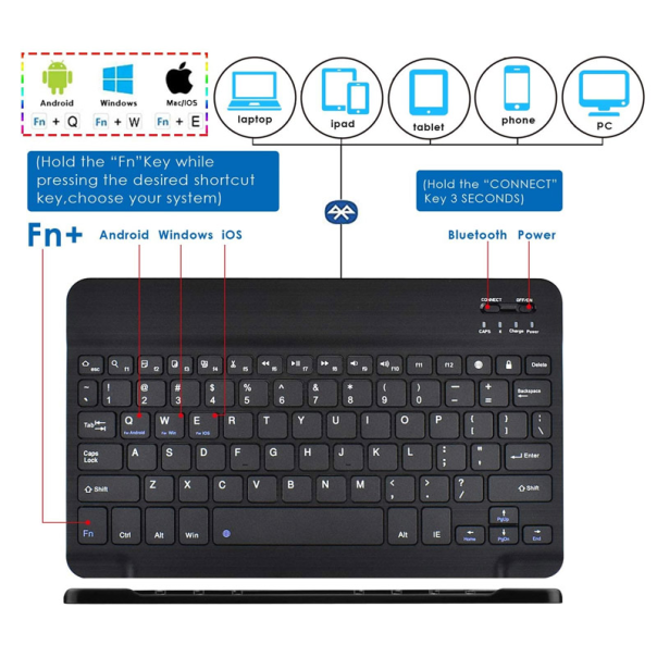 Futrola Uni tablet 7 in sa Bluetooth tastaturom crna. - 049960