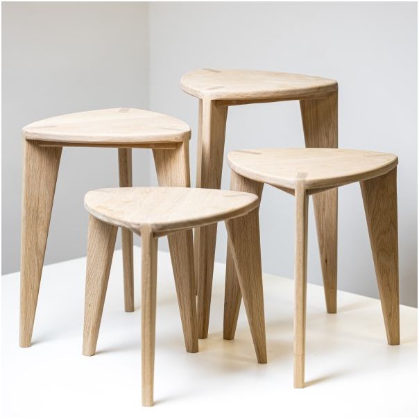 MEDA FURNITURE Stočići od drveta Hrast M (set) - StoHrastSetM