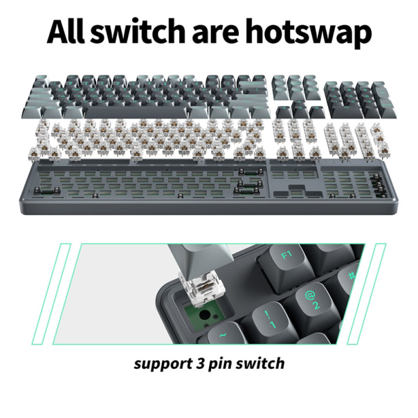 mehanička tastatura ZIFRIEND ZT104 belo plava (sivi switch) - 609949