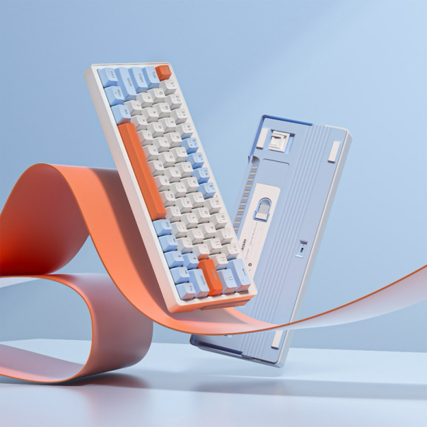 mehanička Wireless tastatura ZIFRIEND ZA63 Pro belo plava (zuti switch) - 609937