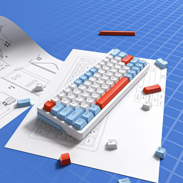 mehanička Wireless tastatura ZIFRIEND ZA63 Pro belo plava (zuti switch) - 609937