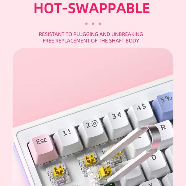 mehanička Wireless tastatura ZIFRIEND ZA63 Pro belo plava (zuti switch) - 609937