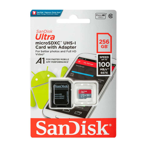 Mem. Kartica SanDisk SDXC 256GB Ultra Micro 100MB/s Class 10 sa adapterom ZJ CN - 222331