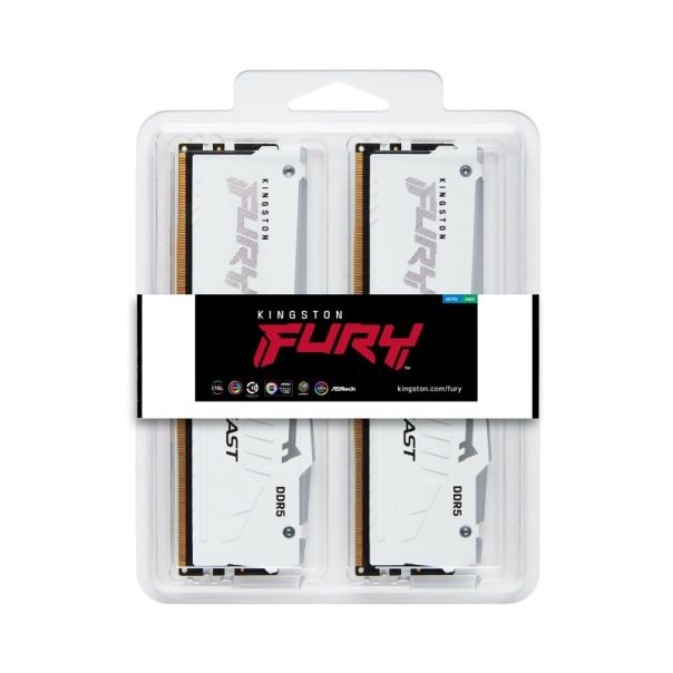 KINGSTON Ram memorija DIMM DDR5 64GB (2x32GB kit) KF552C40BWAK2-64 Fury Beast RGB, bela - MEM02489