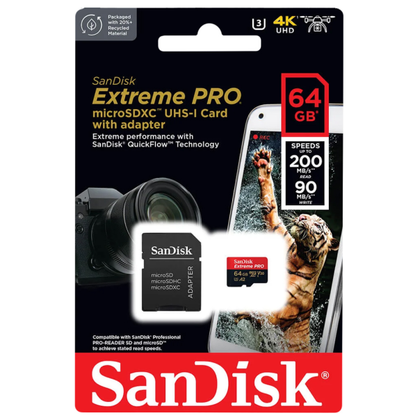Mem.Kartica SanDisk SDXC Extreme Pro micro 64GB 200MB/s A2 UHS-I U3 V30+adapter - 220378