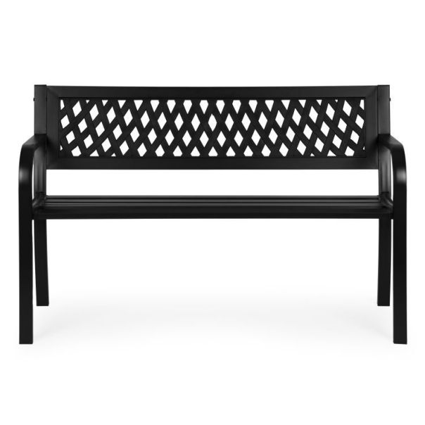 MULTIGARDEN Metalna baštenska klupa 120×50 cm sa rešetkastim naslonom, crna - - EP3003409