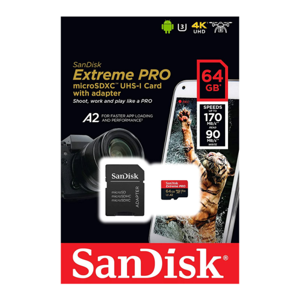 Micro SD SanDisk SDHC Extreme Pro 64GB 4K 170 MB/S Class 10 sa adapterom - 600273