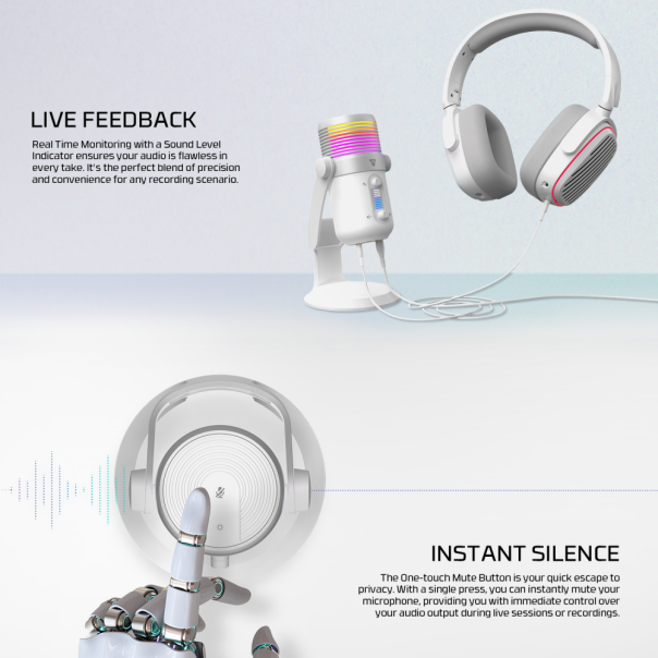 FANTECH Mikrofon MCX03 Leviosa Max Space edition, bela - 218386