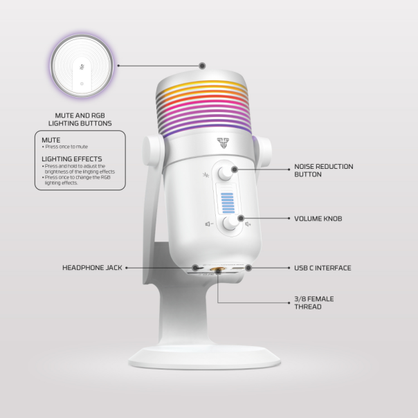 FANTECH Mikrofon MCX03 Leviosa Max Space edition, bela - 218386