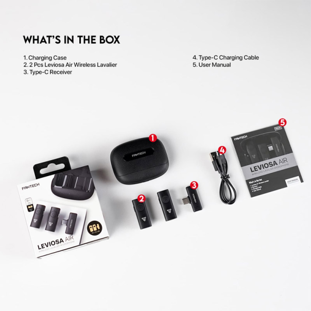Mikrofon Wireless Fantech Lavalier Leviosa Air WMV21C (Dual Mic) Type-C crni - G213456