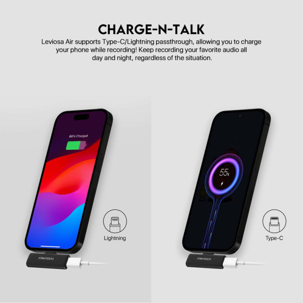 Mikrofon Wireless Fantech Lavalier Leviosa Air WMV21C (Dual Mic) Type-C crni - G213456