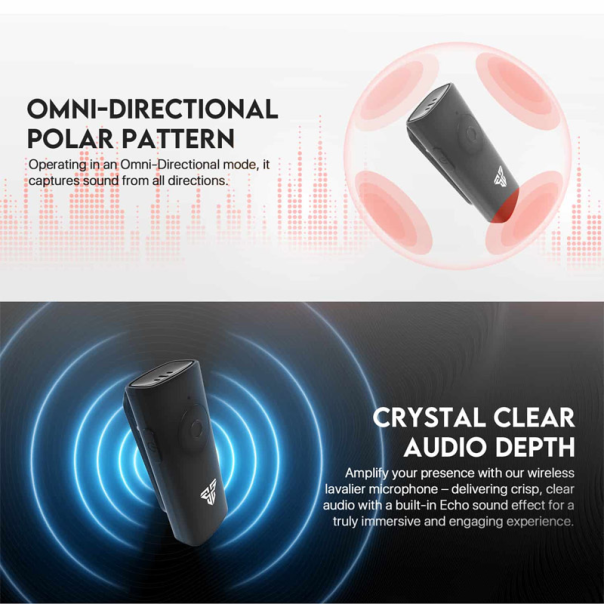 Mikrofon Wireless Fantech Lavalier Leviosa Air WMV21C (Dual Mic) Type-C crni - G213456