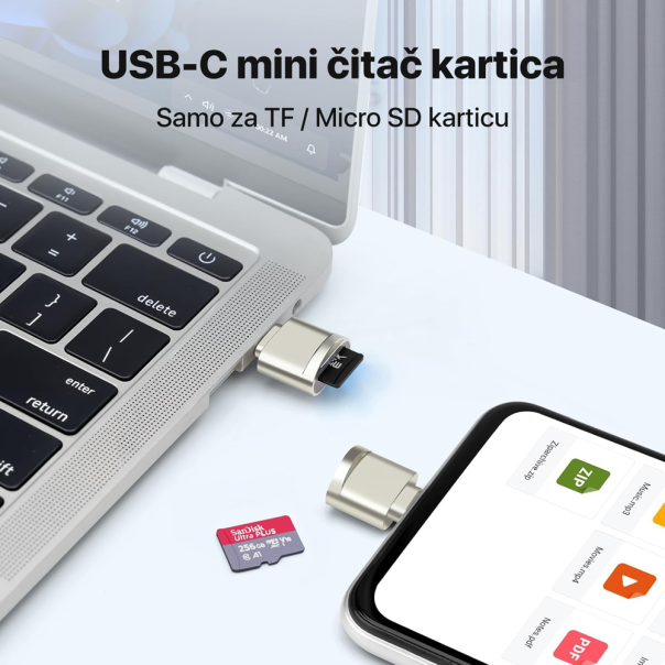 Mini card reader Type C JWD sivi - 220369