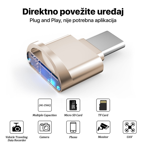 Mini card reader Type C JWD sivi - 220369