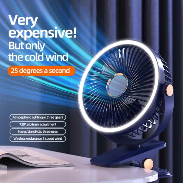 Mini led ventilator sa zakackom 2000 mAh plavi - 617123