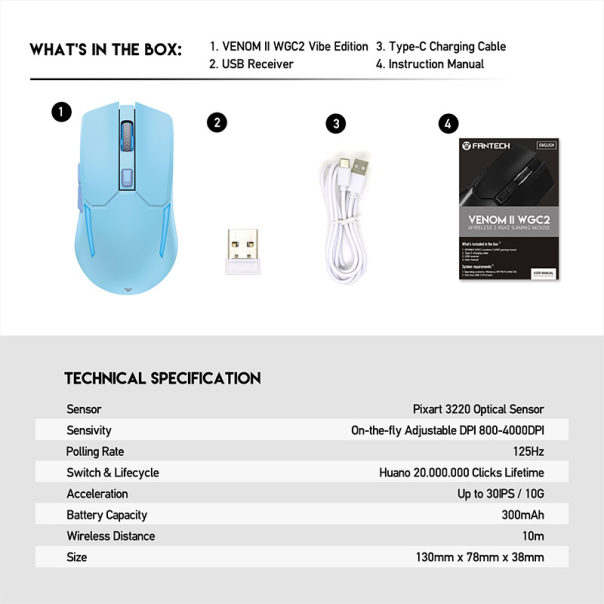 Miš Gaming Fantech WGC2 Venom II plavi - G208873