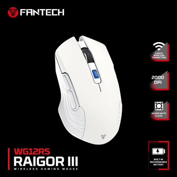 Miš Gaming Wireless Fantech WG12R raigor III beli - G216756