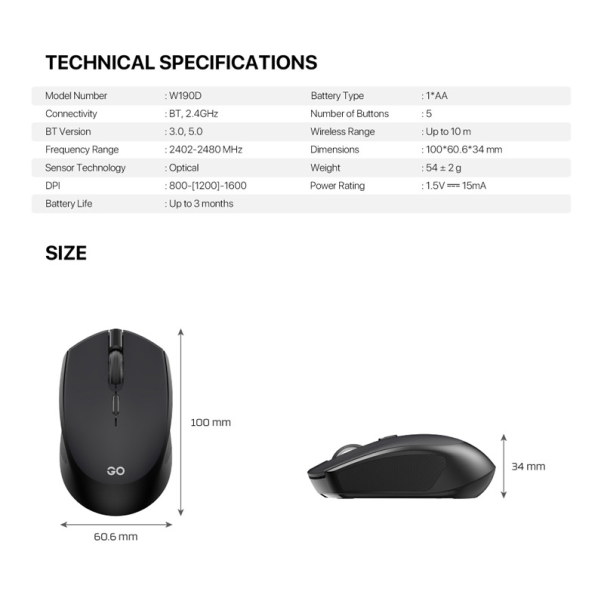 Miš kancelarijski Wireless Fantech W190 zuti - G222350