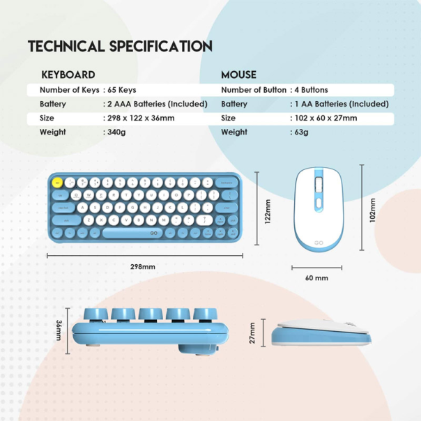 Miš tastatura Combo Wireless Fantech WK-896 GO Mochi 65 zeleni - G213768