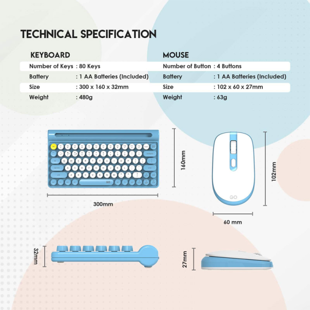 Miš tastatura Combo Wireless Fantech WK-897 GO Mochi 80 plavi - G213771