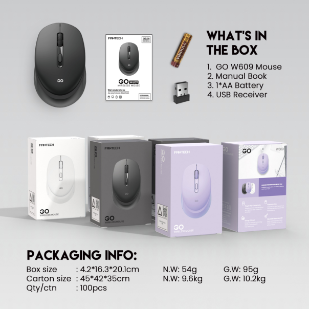 Miš Wireless Fantech W609 GO ljubcasti - 214905