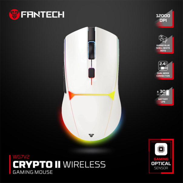 Miš Wireless Fantech WG7V2 Crypto II beli - G221857