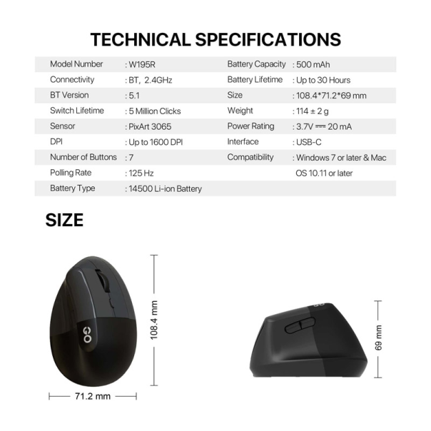 Miš Wireless Gaming Fantech W195 GO comfy crni - G220810
