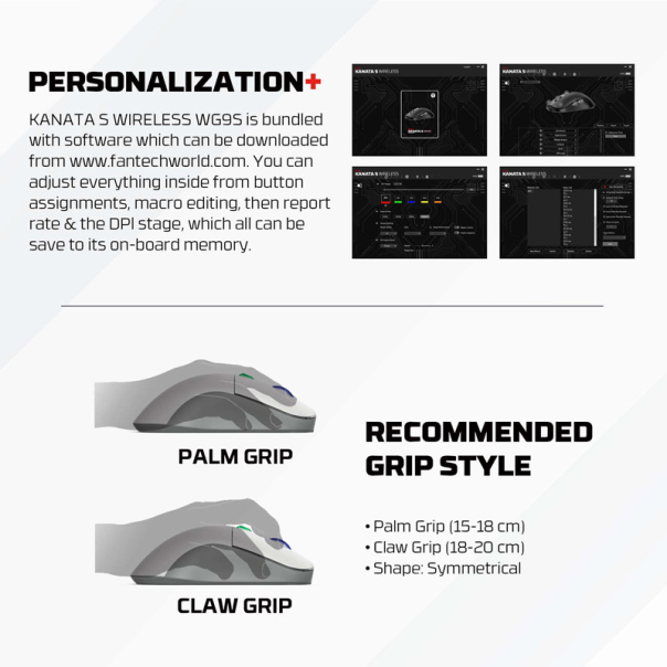 Miš Wireless Gaming Fantech WG9S Kanata S sivi - G220808