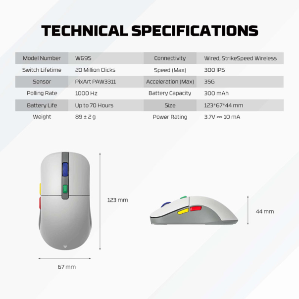 Miš Wireless Gaming Fantech WG9S Kanata S sivi - G220808