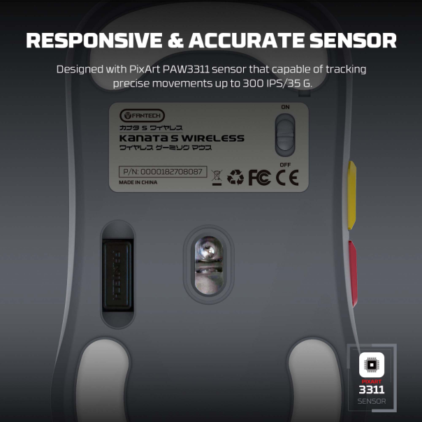 Mis Wireless Gaming Fantech WG9S Kanata S sivi - 220808-1