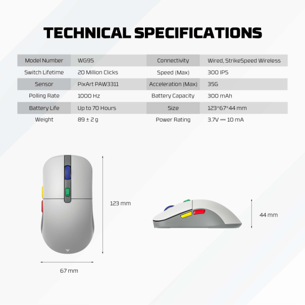 Mis Wireless Gaming Fantech WG9S Kanata S sivi - 220808-1