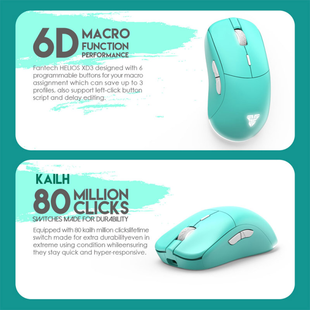 Miš wireless Gaming Fantech XD3 Helios mint edition - G99930