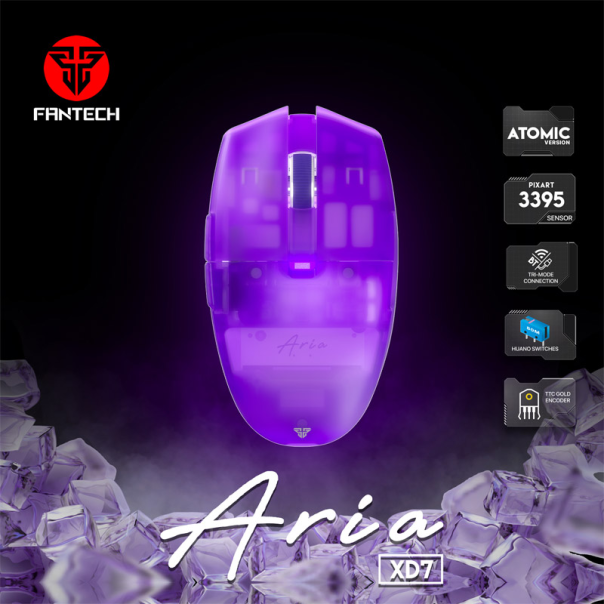 Miš Wireless Gaming Fantech XD7 Aria ljubicasti sa podlogom Fantech MP353 Agile ljubičasta - G213763