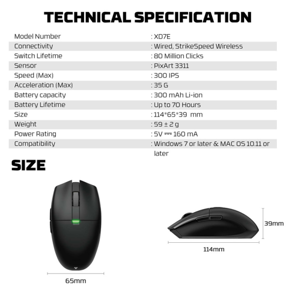 Miš wireless Gaming Fantech XD7E Arie E Space Edition - G218370
