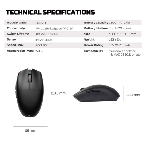 Miš Wireless Gaming Fantech XD7V2P Aria II PRO crni - G219685