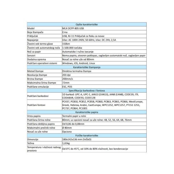 Termalni štampac POS MLX OCPP-80S USB - EP3062595