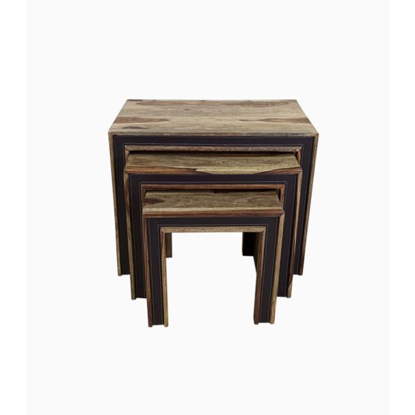 SUNČEVA DOLINA Set tri klub stola Kutak / puno ružino drvo - MO1200