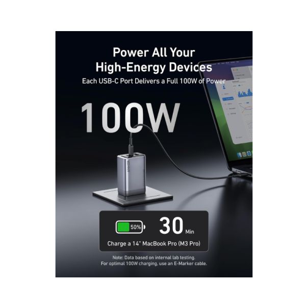 ANKER Punjač Prime 100W, brzi punjač, 3-porta (2x USB-C i 1x USB-A), srebrna - EP2945722