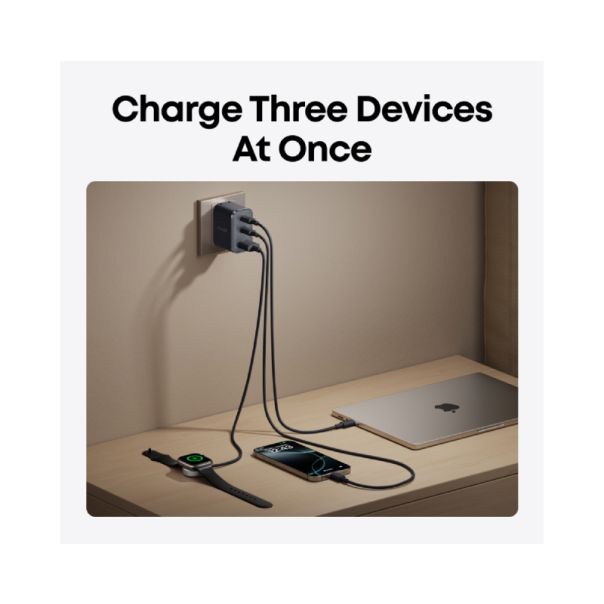 ANKER Nano 70W GaN zidni brzi punjač, 3-porta (2x USB-C i 1x USB-A) crni - EP3027934