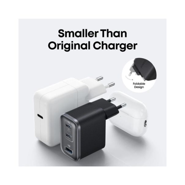 ANKER Nano 70W GaN zidni brzi punjač, 3-porta (2x USB-C i 1x USB-A) crni - EP3027934