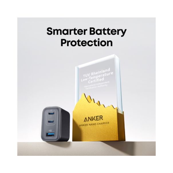 ANKER Punjač Nano 70W GaN, 3-porta (2x USB-C i 1x USB-A), crna - EP2893060