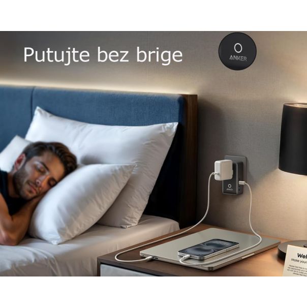 ANKER Nano 20W putni zidni punjač 5-portova (2x USB-A, 2x USB-C, utičnica), crni - EP3027940